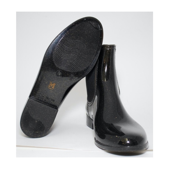 M Missoni Black Gold Sparkle Chelsea Rainboots - Picture 3 of 4